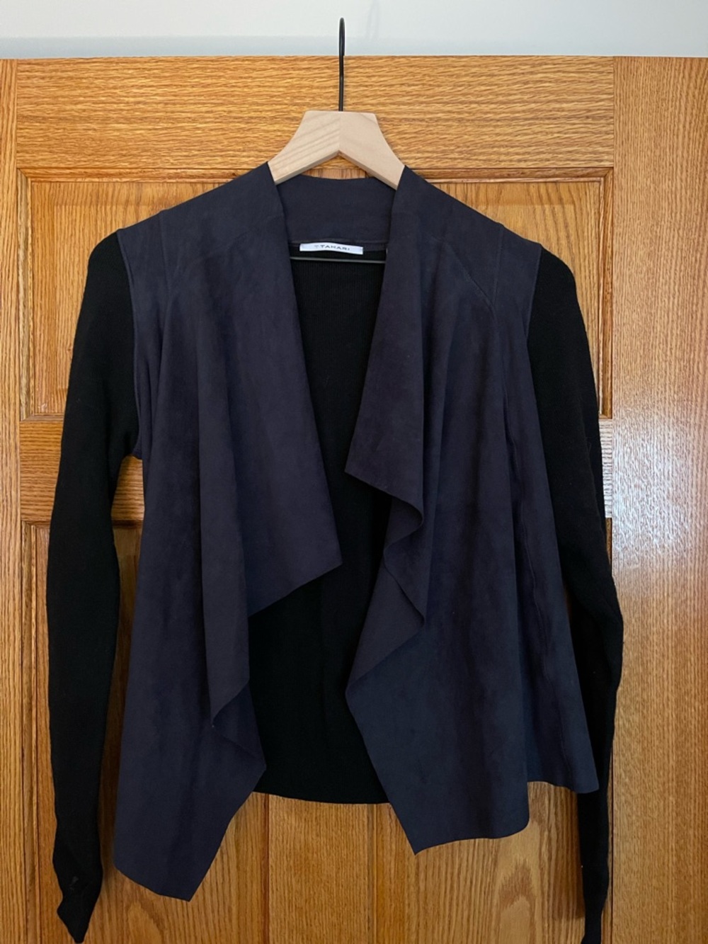 Tahari Mixed Media Waterfall Cardigan